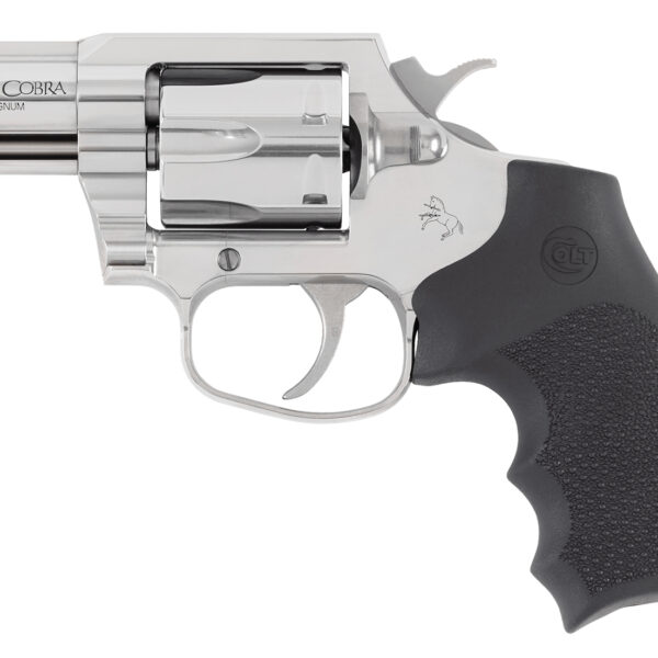 Colt Mfg KCOBRASB2RBBS King Cobra 357 Mag 6rd Shot 2″ Stainless Steel Barrel, Cylinder & Frame, Black Hogue Overmolded Grip, Exposed Hammer, DA/SA