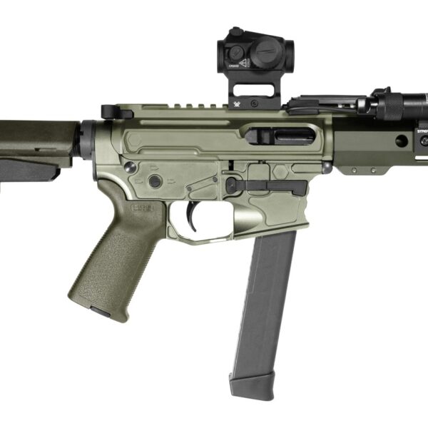 Shark Coast Tactical SCC05752GK9B Grassy Knoll Bundle 9mm Luger 30+1 5″ Threaded Barrel, Aluminum Receiver w/Picatinny Rail, M-LOK Handguard, Polymer SB Tactical SBA3 Brace, Streamlight ProTac Rail Li