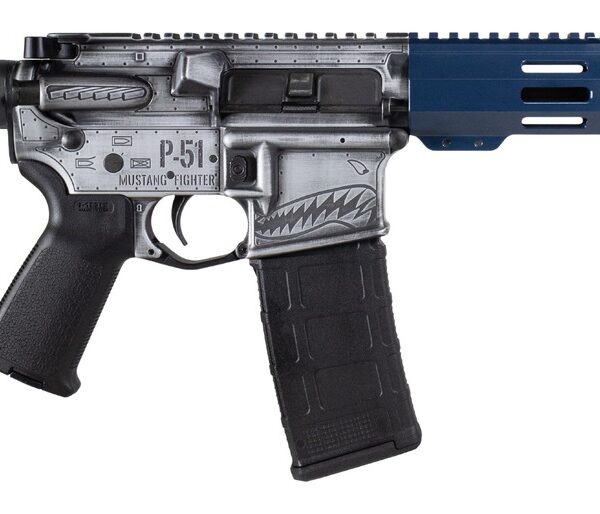 Shark Coast Tactical SCC07442P51-P P-51 Mustang 5.56 NATO 30+1 10.50″ Black Nitride Threaded Barrel, Aluminum Receiver w/Picatinny Rail, M-LOK Handguard, Polymer SB Tactical SBA3 Brace, Magpul MOE Gri