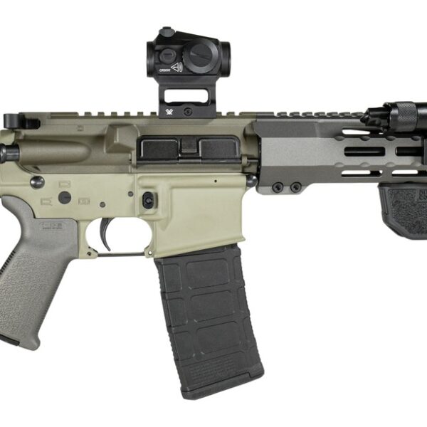 Shark Coast Tactical SCCSNKYSD556002 Sneeky Pete Deluxe 5.56 NATO 30+1 7.50″ Threaded Barrel Aluminum Receiver w/Picatinny Rail, M-LOK Handguard, Polymer SB Tactical SBA3 Brace, Vortex Crossfire Red D