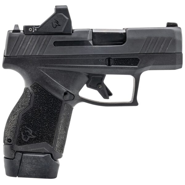 Taurus 1-GX4MP931-10RD GX4 w/Optic Micro-Compact 9mm Luger 10+1 3.06″ Satin Black DLC Barrel, Black Gas Nitride Alloy Steel Serrated w/Optic Slide, Black Stainless Steel Frame, Textured Grip, Viridian