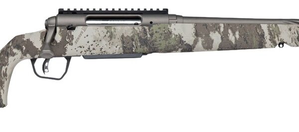 Savage Arms 33220 Axis 2 Pro 270 Win 4+1 20″ Gun Metal Bronze Cerakote Spiral Fluted Threaded Barrel & Receiver w/Picatinny Rail, Savage Woodland Camo Fixed w/Pistol Grip Synthetic Stock, Right Hand