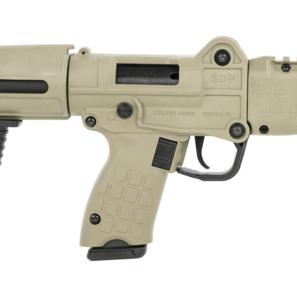Kel-Tec SDP9TAN SUB SDP 9mm Luger 17+1 6″ Threaded Barrel, Polymer Receiver w/Picatinny Rail, Polymer Folding Pistol Brace, Polymer Grip