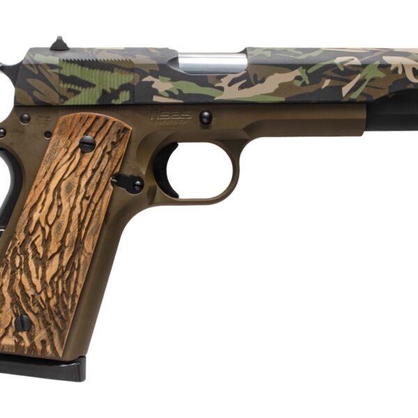 Tisas Arms Customs 10100518AA8 1911 A1 Service Backwoods ports South Exclusive 45 ACP 7+1 5″ Carbon Steel Serrated Slide & Frame w/Beavertail