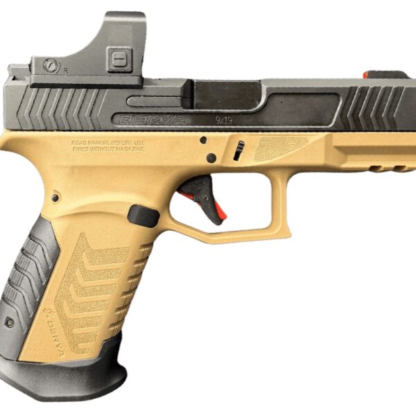 Derya Firearms DY9.BROTSS.SAUCE.US DY9 w/Optic 9mm Luger 15+1 4.02″ Black Nitride Stainless Steel Optic Cut Slide w/Tactical Sauce RMR Green Dot, ODG Brown Polymer Frame w/Picatinny Rail, Interchangea