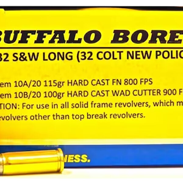 Buffalo Bore Ammunition 10A20 Personal Defense Strictly Business 32S&W Long 115gr Hard Cast Flat Nose 20 Per Box/12 Case