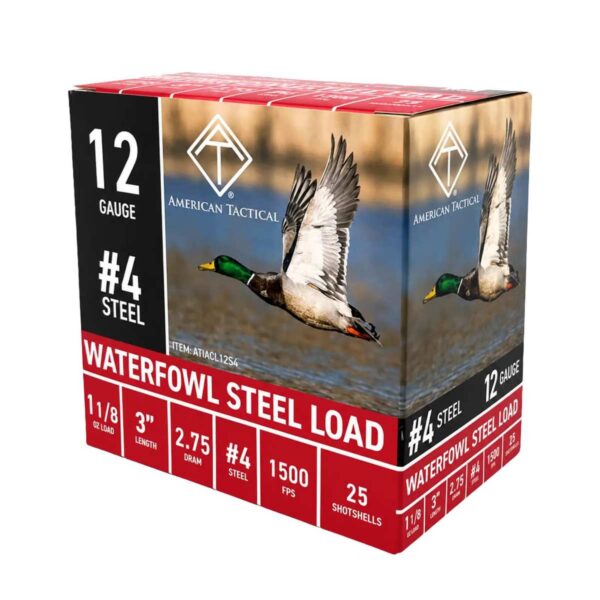 ATI Waterfowl Steel Shotshells 12ga 3″ 1-1/8oz 1500fps #4 25/ct
