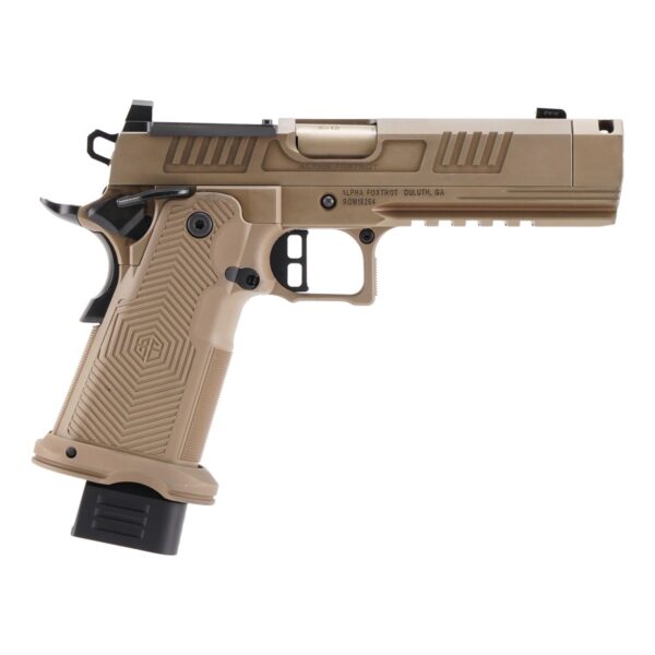 Alpha Foxtrot AF1911-Romulus Handgun 9mm Luger 17rd (1) and 20rd (1) Magazines 4.25″ Compensated Threaded Barrel FDE MOS Cut