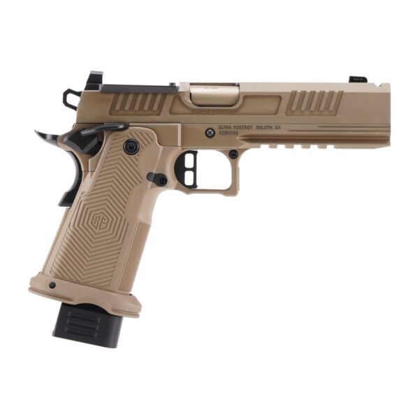 Alpha Foxtrot AF1911-Romulus MOS Adapter Handgun 9mm Luger 17(1) & 20rd(1) Magazines 5″ Comp Bull Barrel FDE