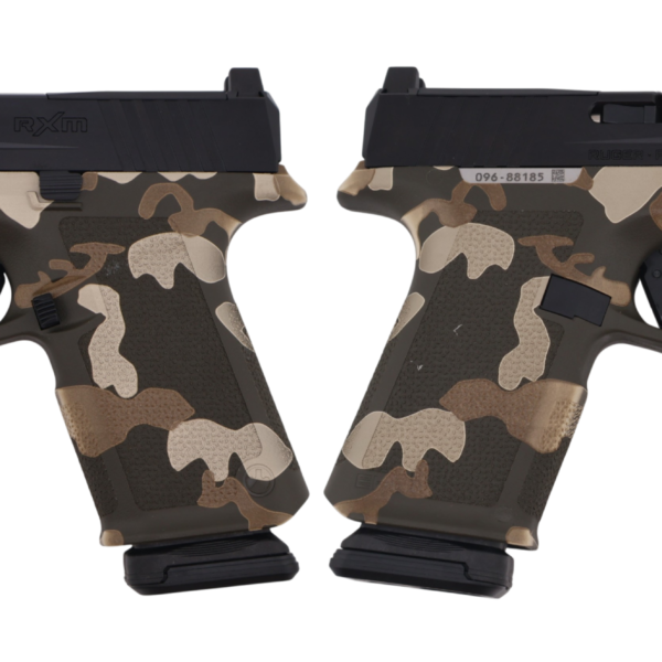 RUGER RXM THREADED 9MM PISTOL 4.5″ BBL WOODLAND CAMO MAGPUL EHG, O.R. 2-15RD MAGS